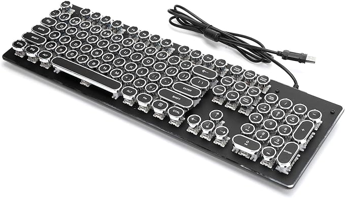 Heayzoki Wired Gaming Keyboard RGB Backlit Retro Mechanical 104 Keys Ergonomic Design for PC Computer Laptop
