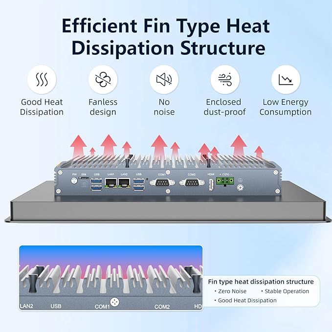 10.4 inch Industrial Fanless Embedded Panel PCCapacitive Industrial Touch Screen Panel ComputerIP65 All-in-One ComputerWindows 10 profor AutomationKioskMonitoring(I5-7200U8G+128G)