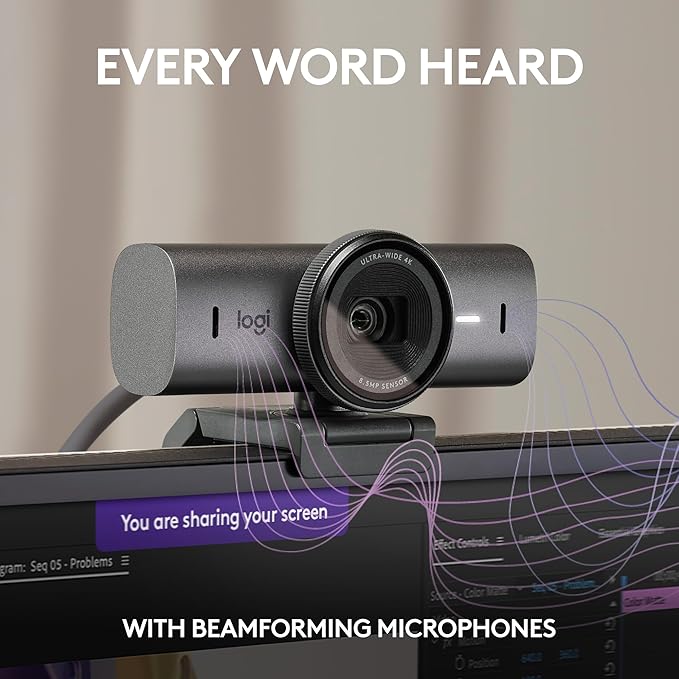 Logitech MX Brio Ultra HD 4K Webcam for Collaboration and Streaming 1080p 60 FPS Show Mode Works with Microsoft Teams Zoom Google Meet Nintendo Switch 2 Graphite