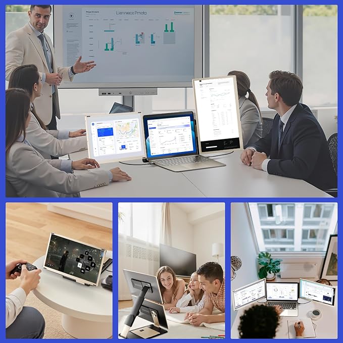 Maxfree S6 Laptop Screen Extender 15.6'' 1080P FHD Monitor Extender 11 Display Modes Plug &amp Play Detachable Screen Triple Monitor for Laptop 13-17.3 Compatible with Mac/Windows/Android/Swit