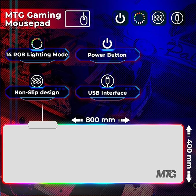 Gaming Kit for PC RGB Keyboard and Mouse Gaming Headphone Large LED Desk Mat with Smooth Surface with RGB Modes for Desktop Computer Xbox and PS4 Gamers - MTG 4 in 1 Combo