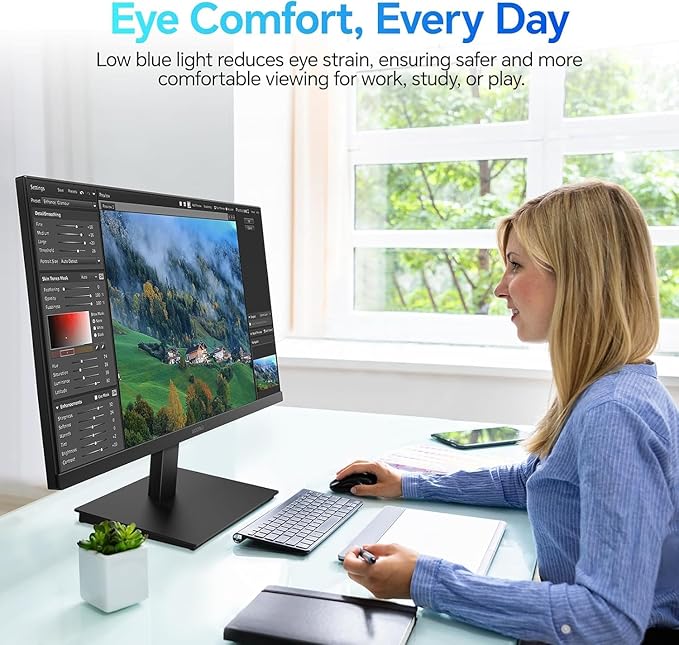 KOORUI 23.8 Inch 144Hz IPS Computer Monitor Full HD 1920 x 1080p Ultra-Slim Display with HDMI VGA Adaptive Sync 99% SRGB VESA 100x100mm Eye Care Tilt Black E2411K