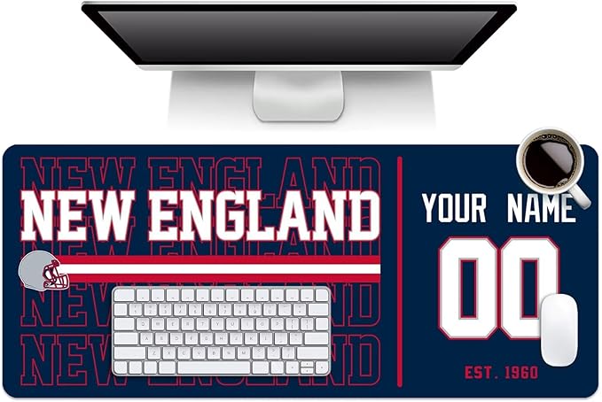 ANTKING New England Mouse Pad Custom Name and Number Desk Pad for Men Women Youth Gifts