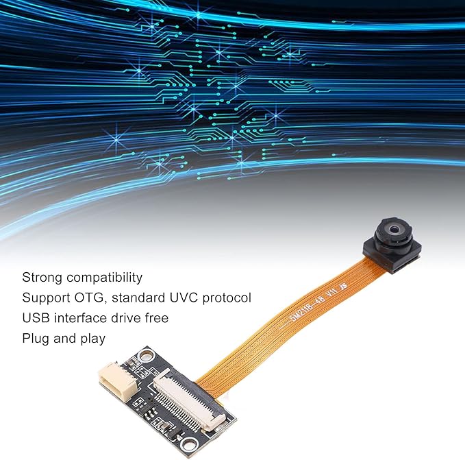 Camera Module Black 5MP Autofocus Wide Angle 180° Field of View - Stable Image USB Interface Drive Plug and Play for Multiple Systems