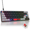 Black and Grey Mechanical Gaming Keyboard 65% 68 Keys Small Wired RGB Keyboard with PBT Keycaps Anti-Ghosting for Game/Office