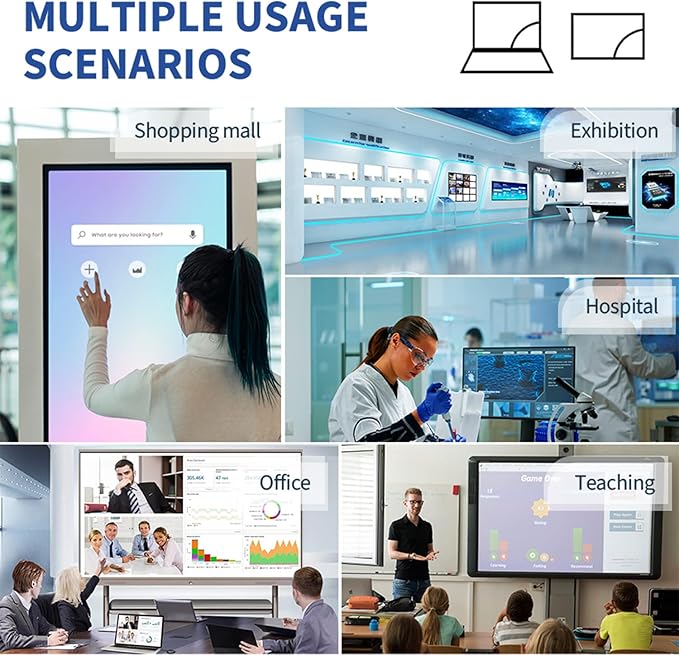 43 inch Capacitive Multi-Touch Screen Industrial Monitor 16:9 Display 1920 x 1080P Built-in Speakers USB VGA DVI &amp HD-MI Ports Digital Signage Displays and Player for Advertising