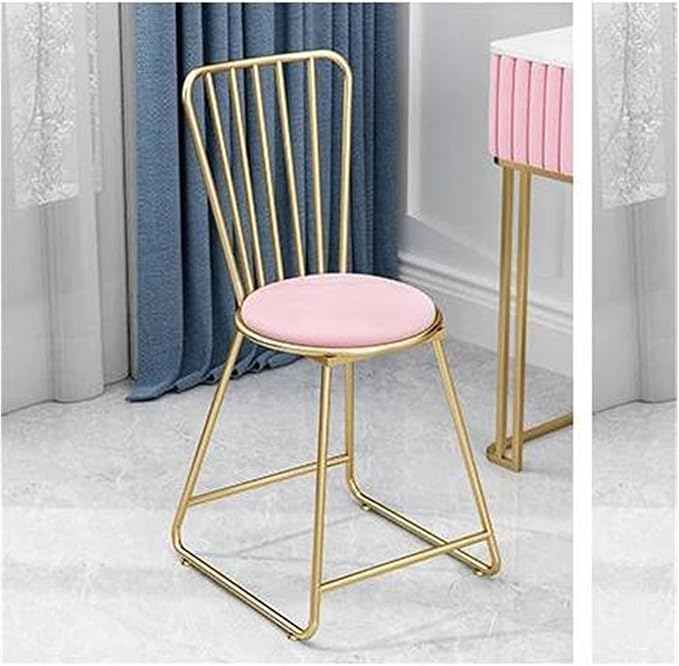 Round Stool Industrial Gaming Chair with Cushioned Seat for Office Bedroom and Vanity White Leather Home Furniture
