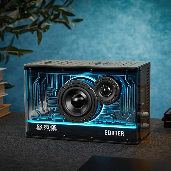 Edifier QD35 Tabletop Bluetooth Speakers Hi-Res Audio &amp Hi-Resolution Sound Wireless Certified Computer Loudspeaker 35W GaN Ultra-Fast Charging Splendid Light Effects Home Speaker for Phone Bl