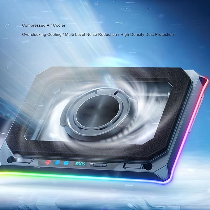 Gugxiom Gaming Laptop Cooling Pad 14 cm Turbo Fan with Magnetic Sealing Foam 5 Height Adjustable Stand + 4 Port USB Hub RGB 10 Mode Lighting Fits 1519 Notebooks