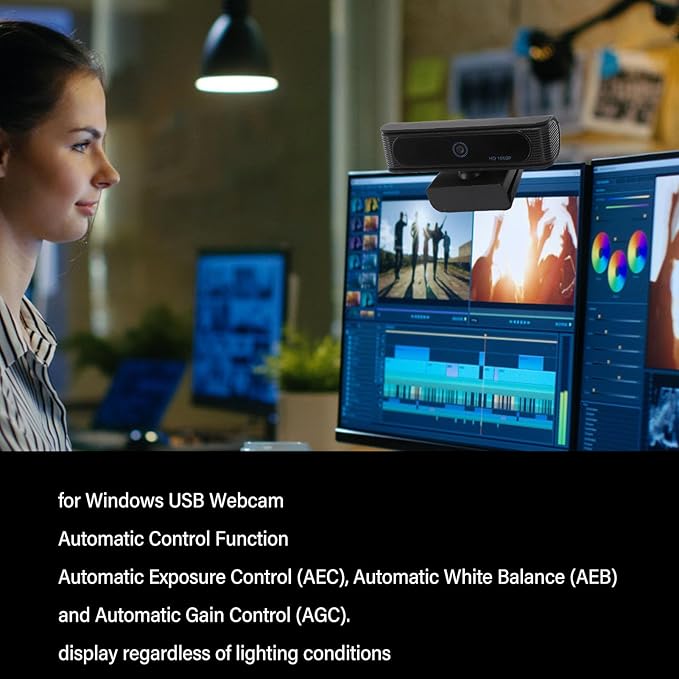 Hello Webcam 080P 30FPS HD Facial Recognition Camera for 10 11 Business USB Webcam with 80°Viewing Angle Used for Online Calling Conference Webcasting