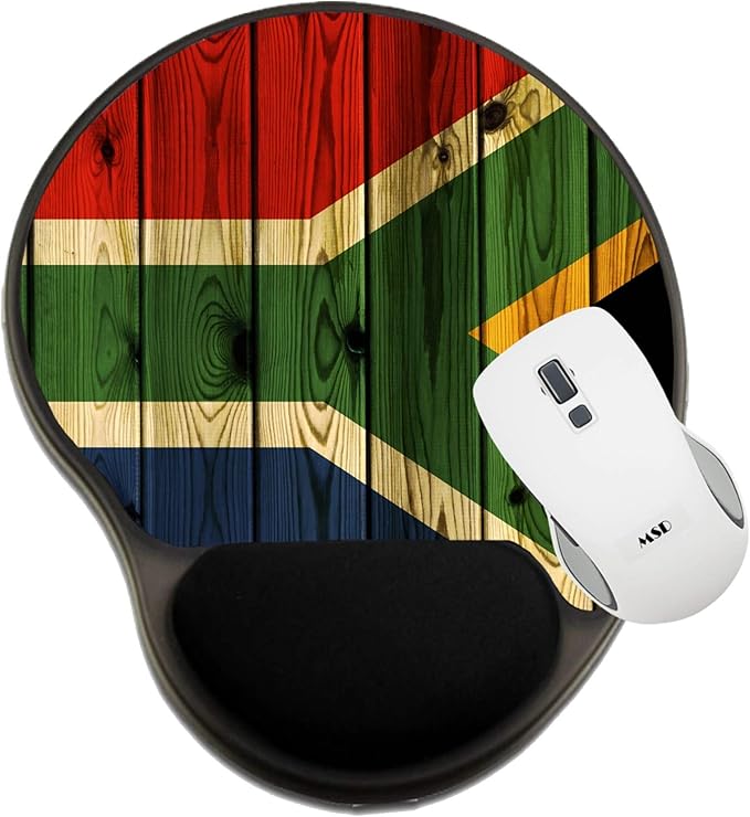 MSD Mousepad Wrist Rest Protected Mouse Pads Mat with Wrist Support A South Africa Flag Painted on a Wooden Wall Photo 8