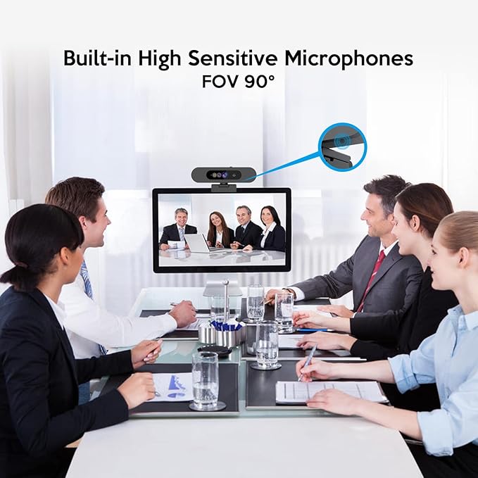 TOALLIN 1080P Webcam for Windows Hello Face Login IR Facial Recognition Windows Hello Compatible Webcam with Microphone Computer Camera Wide Angle View USB Web Camera with Privacy Cover