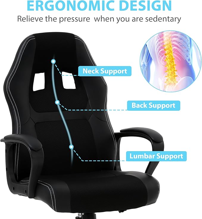 Ergonomic Gaming Chair Comfortable Cheap Gamer Chair for Adults Desk Chair Gaming Chair with Lumbar Support Gaming Office Chair with Wheels for Teens