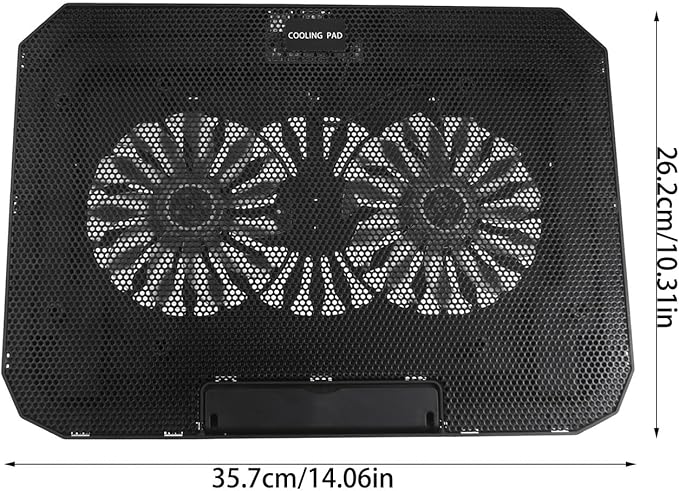 2-Fan Computer Cooling Pad Height Adjustable Laptop Stand with Phone Holder Lightweighted for Airflows Boosting Cooling Pad with Phone Stand