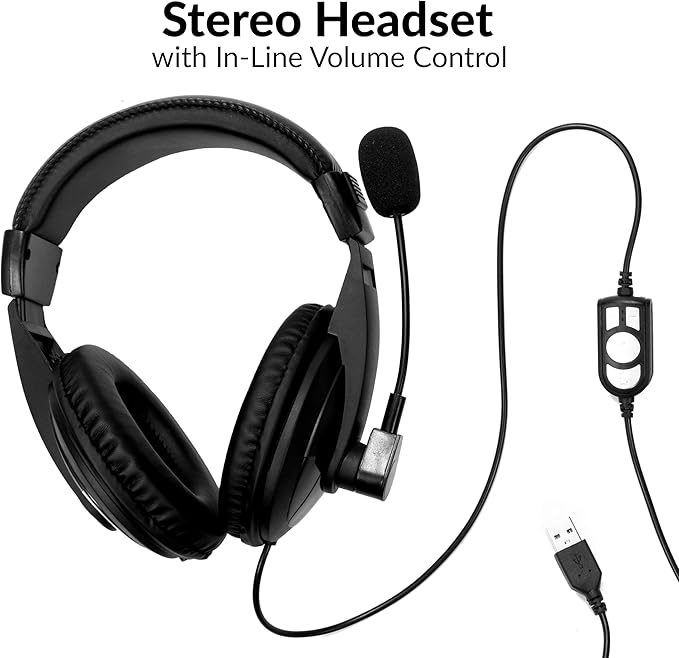 Supersonic SC-942WCH PRO HD Webcam and Stereo Headset 1080P HD Webcam Crystal Clear Audio and Video Adjustable Comfort Plug and Play Compatibility for Zoom &amp Teams in Home Office School