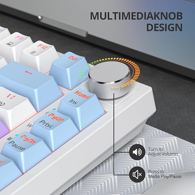 75% Purple Mechanical Gaming Keyboard with Hot Swap RGB and Gasket Mount - TKL Red Switch 75 Percent Creamy Mechanical Keyboard (82 Purple White)
