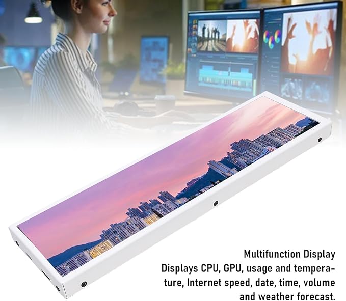 Sanpyl 8.8 Inch Touchscreen Monitor 1920x480 5 Point Touch Long Bar Display Secondary Screen for PC Case CPU GPU Data Monitor