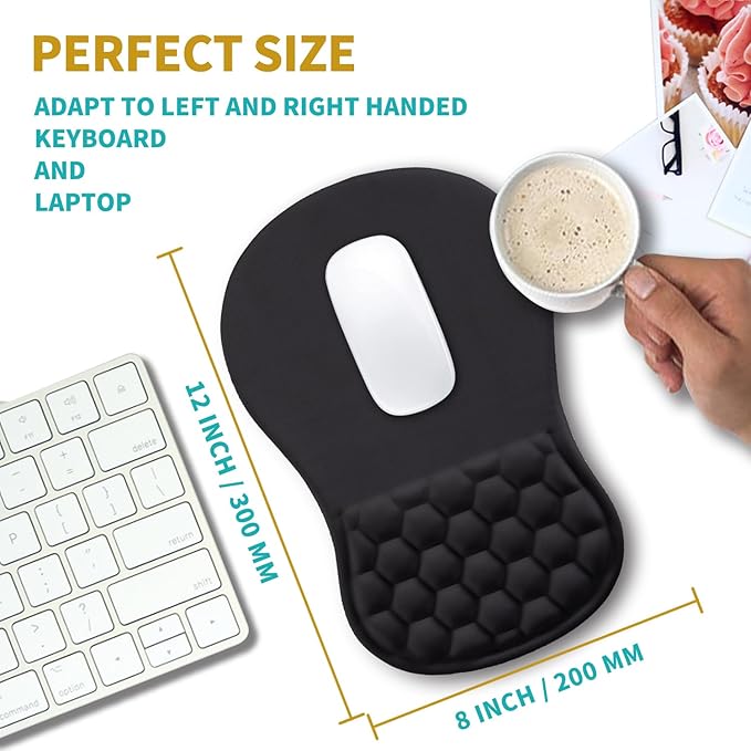 Hokafenle Ergonomic Mouse Pad Wrist Support Wrist Rest Mousepad for Carpal Tunnel Pain Relief with Integrated Memory Foam Slope Massage Bulge (11.8x7.9 inchPolar Night