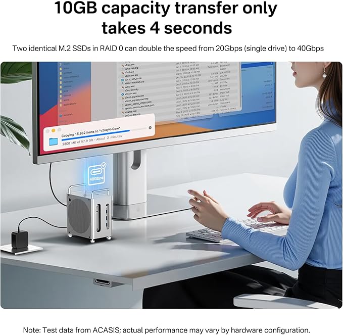 ACASIS 40Gbps Mac mini M4 Dock &amp Stand with Dual-Bay NVMe SSD Enclosure11-in-1 Docking Station for Mac mini M4/M4 Pro Dual DisplayPort MST 3×USBA 10Gbps 30W PD SD/TF Reader