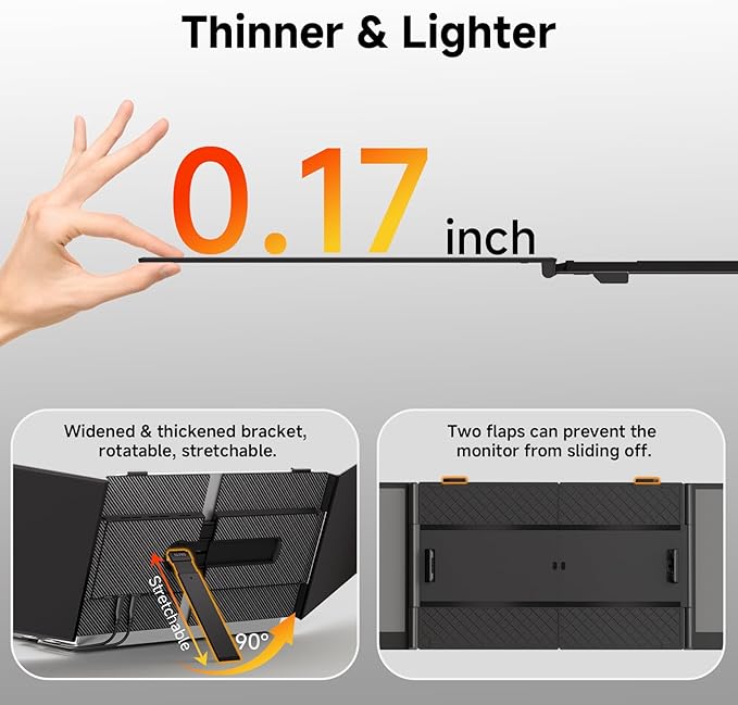 Laptop Screen Extender Monitor - Triple 14 Ultra Thin IPS FHD 1080P Portable Monitors for 13.3-17 Laptops Compatible with Windows Mac Travel Work
