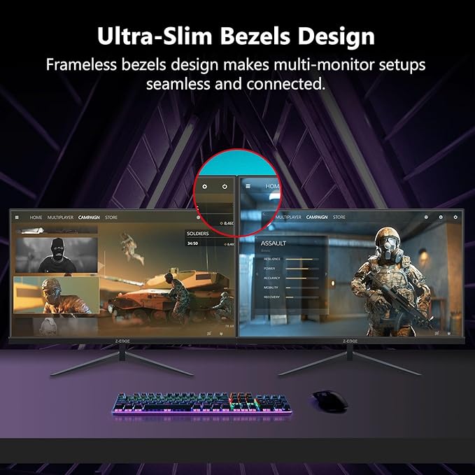 Z-Edge 24.5 inch 300Hz 280Hz 240Hz Gaming Monitor UG25S FHD 1080p Ultra Fast MPRT 1ms IPS Monitor Gaming PC Computer Monitor 16.7M Colors DP x2 HDMI x2