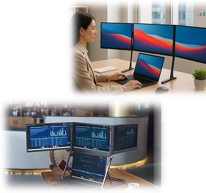 Laptop Dual Monitors Display Extender 15.6-inch Portable Laptop Screen Extender Thin and Light Foldable Design Creating a Mobile Multi-Screen System Perfect for Business Travel
