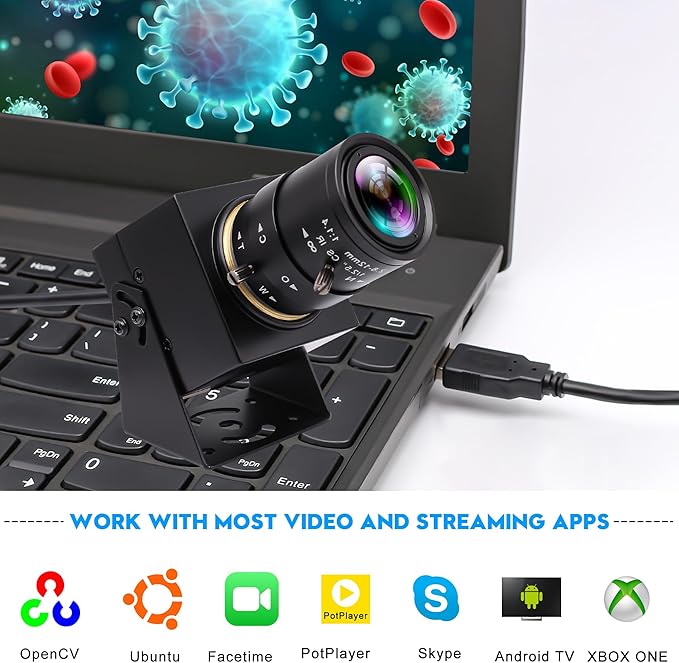 90fps Global Shutter High Speed USB Camera 2.8-12mm 4X Manual Zoom Varifocal Lens 1200P Golf Swing Camera Plug &amp Play for Laptop Raspberry Pi Mac OS &amp Jetson Nano