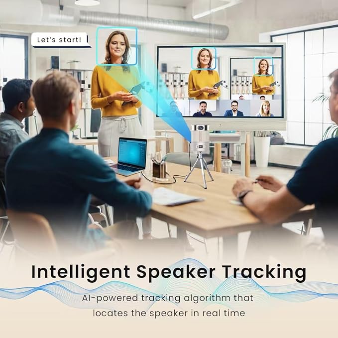 Panoramic 360° Camera/Mic/Speaker Three-In-One Immersive Remote Conference Pocket size 360° Recorder Both Overall and Speakers’ Close-up view 1080P for Small/Mid-size Conference Room TF Card Slot
