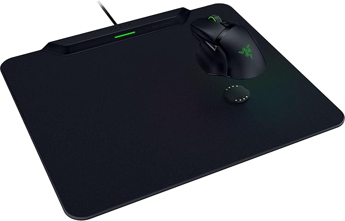 Razer HyperFlux V2 Wireless Charging System: Continuous Charging Gaming Mouse Mat &amp Puck - Seamless Auto-Pairing - HyperSpeed Multi-Device Connectivity - Anti-Slip Rubber Base - Hard Surface Editi