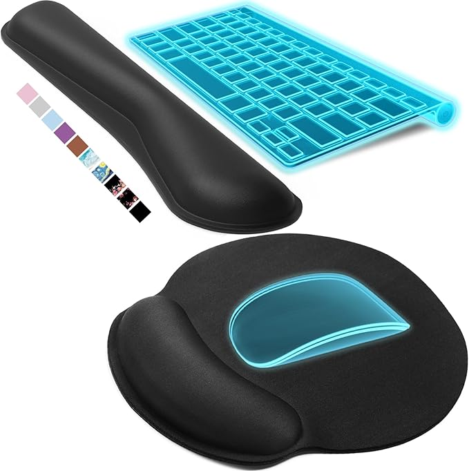 KTRIO Ergonomic Keyboard Wrist Rest Memory Foam Wrist Rest for Computer Keyboard Mouse Pad Set for Easy Typing &amp Pain Relief for Office &amp Home Black