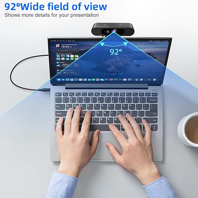 4K Webcam for PC AI Auto Framing Picture-in-Picture USB Webcam with 2x Noise Reducing Mics Auto Light Correction 5X Zoom 92°FOV Plug and Play Ideal for High-end Meeting Video Calling