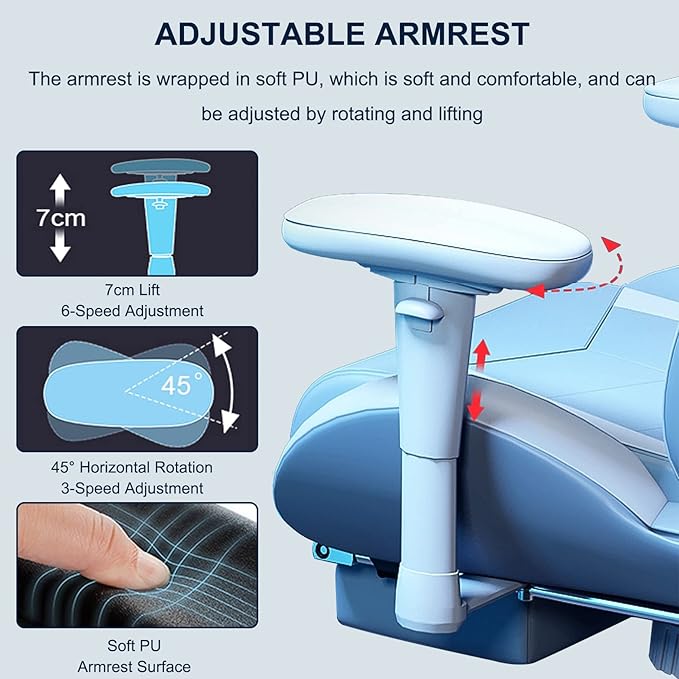 Computer Desk Chairs Gaming Chair with Footrest with Lumbar Support Headrest and Footrest Adjustable Racing PC Chair Video Game Chair