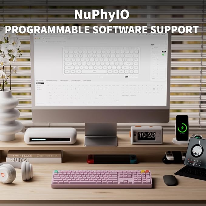 nuphy Node100 Wireless Mechanical Keyboard Hot Swappable Custom Bluetooth Keyboard 109 Keys Computer Gaming Keyboards Supports Touch Gestures PBT Keycaps RGB Backlit Bluetooth/2.4GHz/USB-C