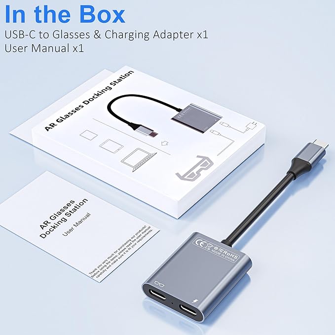 USB-C to Glasses Charging Adapter Charge and Play Adapter with 100W PD Charging and 4K@60Hz Display Output for Switch (Not Switch 2) ROG Ally PS4/5 Xbox Mac mini Laptops &amp DP Alt Mode Devic
