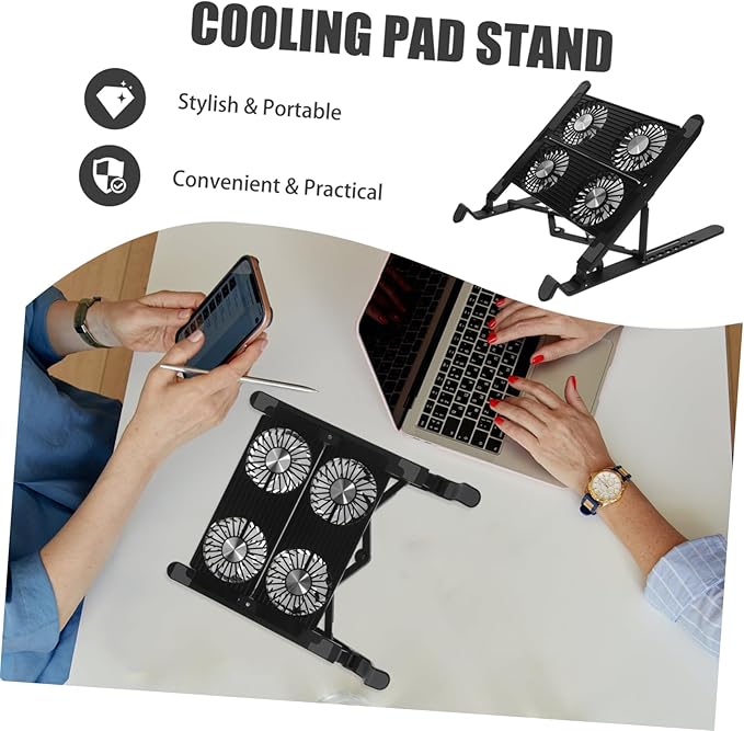 1Set Multi Functional Laptop Cooling Stand with USB Fan Control Portable Slip Riser for Comfortable Use Lightweight Design for Easy Storage and Transport for Home