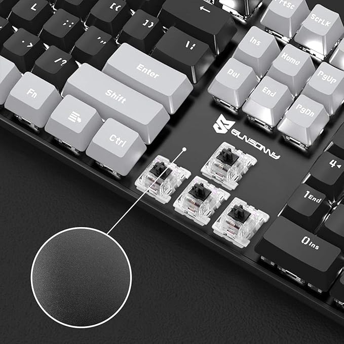 Qisan 104 Mechanical Keyboard for Gaming | Large Size USB White Backlit Gaming Keyboard Wired | US Layout Black Switches Hot Swappable Mechanical Clicky Keyboards Compatible with PC &amp Laptop