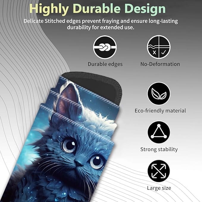 Extended Non-Slip Mouse Pad + Mouse Wrist Rest + Lace-Shaped Coaster Set Ergonomic Design Suitable for Desk and Home Gaming Table Mat Galaxy Cat