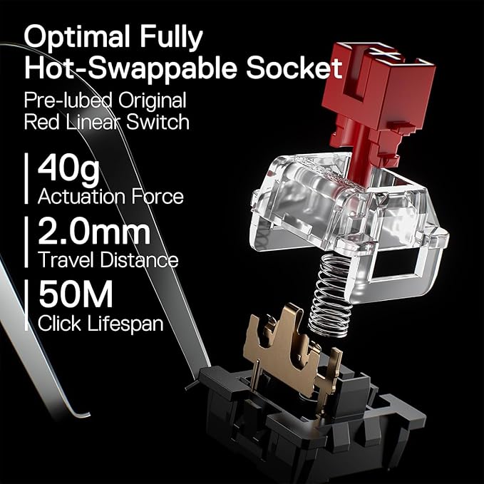 Redragon K660 (K556 TKL) RGB Wired Gaming Keyboard 80% 87 Keys Mechanical Keyboard w/Aluminum Base Upgraded Hot-Swap Socket and Noise Absorbing Foams Quiet Linear Red Switch
