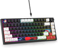 75 Percent Keyboard Gasket-Mounted with Sound Absorbing Pads 82-Key Compact Wired RGB Mechanical Gaming Keyboard Hot-Swap Socket for Win Black