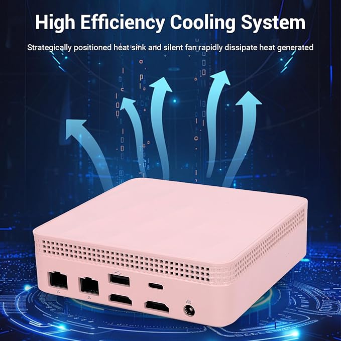 Jectse Small Computer Dual Band WiFi 4.2 USB Ports HD Multimedia Small PC for Home (8G and 256G Pink)