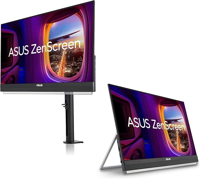 ASUS ZenScreen 22” (21.5 viewable) 1080P Portable Monitor (MB229CF) – Full HD IPS 100Hz USB-C PD 60W Speakers Carrying Handle Kickstand C-clamp Arm Partition Hook Subwoofer 3 yr Warranty