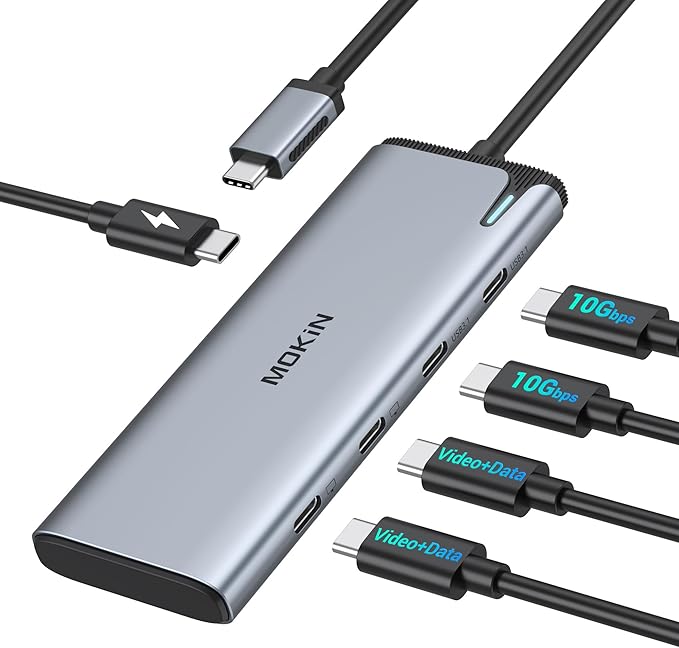 USB C to USB C Hub Dual Monitor Adapter with 4K@60Hz USB4 Display Ports Video Output100W PD 10Gbps Data Transfer USB-C Splitter Multiport Dongle for MacBook Pro iPad Pro and More Type C Devices