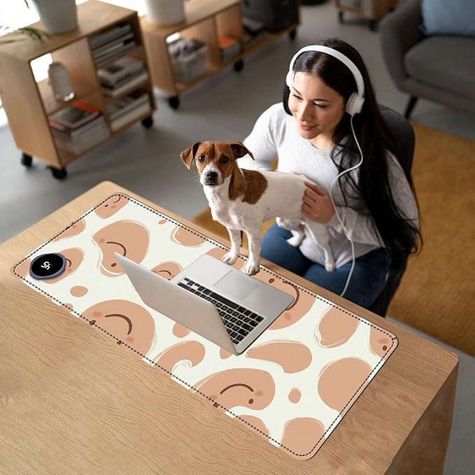Heated Mouse Pad with 3 Temperature Settings(104°F–122°F)Large 31.5x13 Inch PU Leather Heated Desk MatWaterproof Warming Pad for OfficeGaming &amp Cold Hands ReliefAbstract Geometrical
