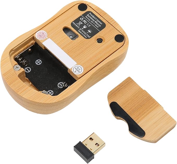 FOSA Bamboo Wood Computer Control Devices Plug and Play Computer Devices for PC Laptop USB Receiver (Mouse)
