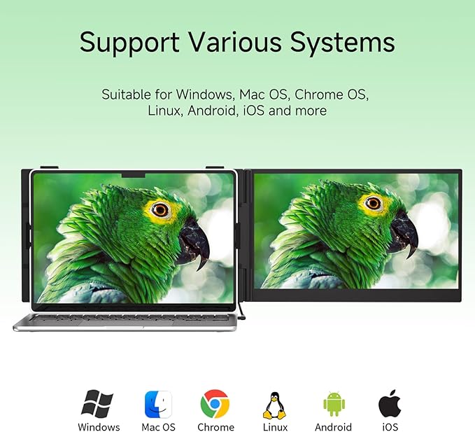 Laptop Screen Extender - 14” Ultra Thin and Light Travel Monitor for Laptop FHD 1080P Portable Second Monitor IPS Screen Display Plug &amp Play for Mac Windows Android iOS