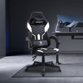 Dowinx Gaming Chair with Pocket Spring Cushion High Back Ergonomic Computer Chair PU Leather 350 LBS Black and White