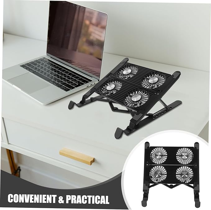 Veemoon 1Set Adjustable Laptop Cooling Stand with Fan Enhanced Heat Dissipation for Gaming Work Portable Notebook Support Compact Design for Easy Carrying Storage