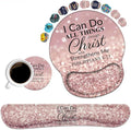 Keyboard Wrist Rest and Mouse Pad Wrist Rest Support Set Non-Slip PU Base for Gaming and Office Comfortable &amp Lightweight for Easy Typing &amp Pain Relief Quote Bible Verse Philippians 4-13