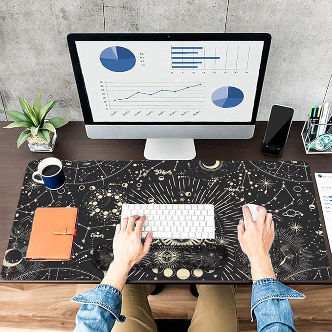 LATEEFAH Desk Mat Mouse Pad with Wrist Rest 4-in-1 Large Mouse Pads for Desk Ergonomic Mouse Pad and Keyboard Wrist Rest Gaming Keyboard Mat for Office Home