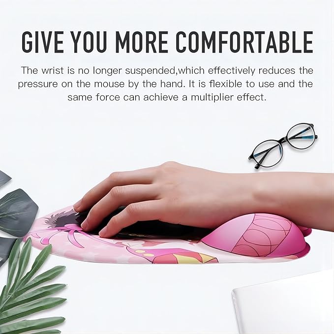 Anime Mouse pad Azur Lane Anchorage Anime Design 3D Ergonomic Mouse Pad with Wrist Rest – Soft Silicone Non-Slip Desk Mat Anti-Slip Base &amp Comfortable Wrist Support